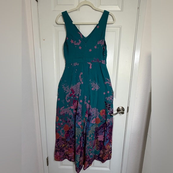 Maeve Anthropologie Womens Turquoise Floral V-Neck Wide Leg
Andalusia Jumpsuit 6 - Picture 8 of 9